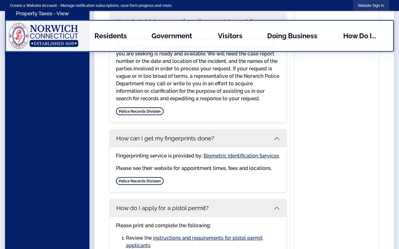 New London County warrant and police record access information from Norwich Police