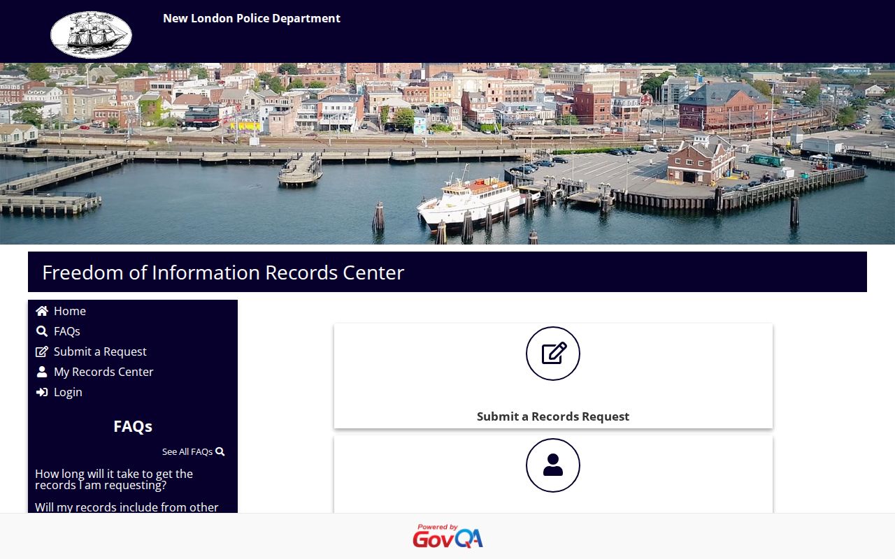 New London Police FOI Records Center for arrest reports and booking photographs