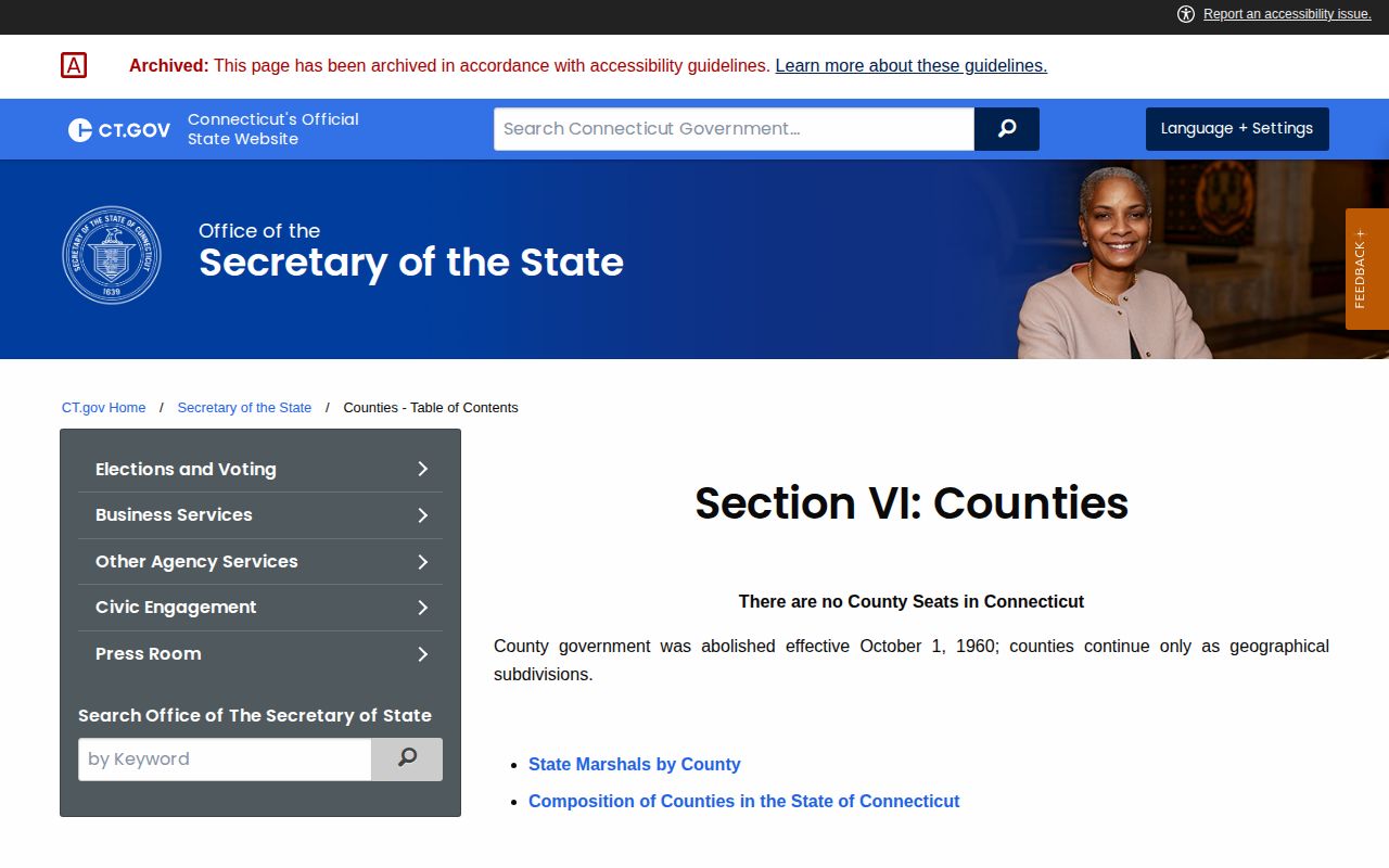 Connecticut county structure for New London County arrest records