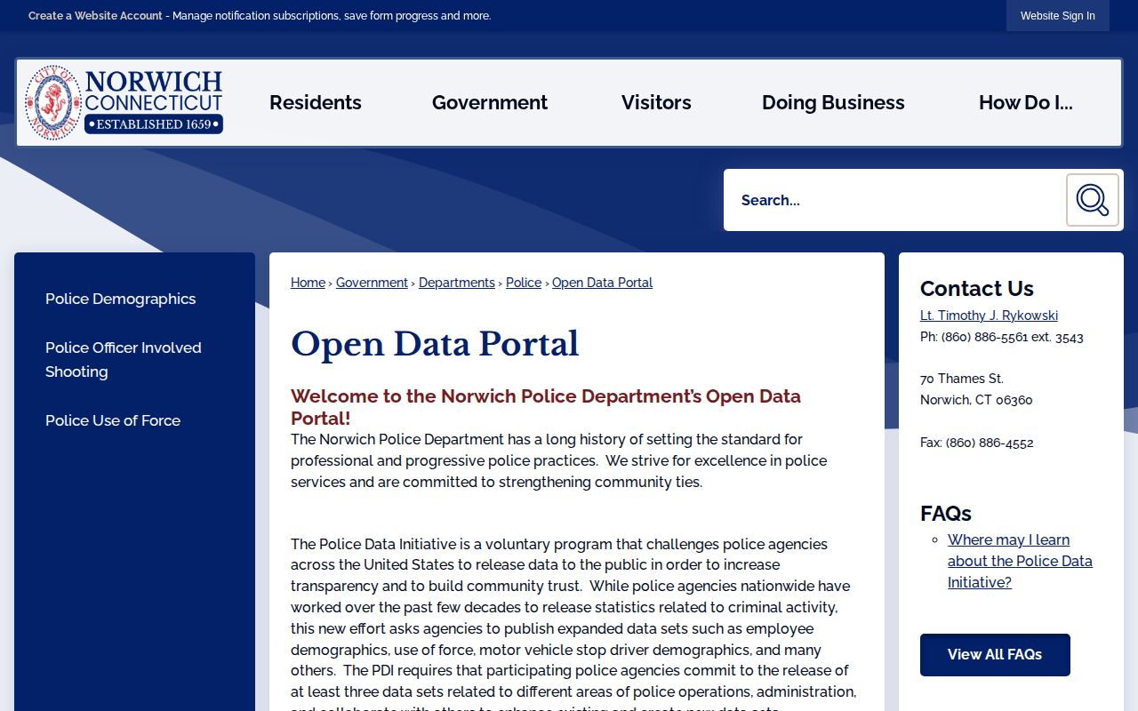 Norwich Police open data page distinguished from Norwich booking records
